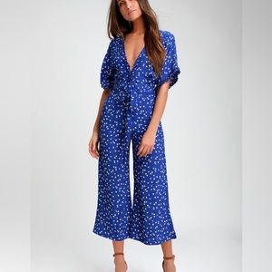 Faithfull the Brand blue jumpsuit with flowers
